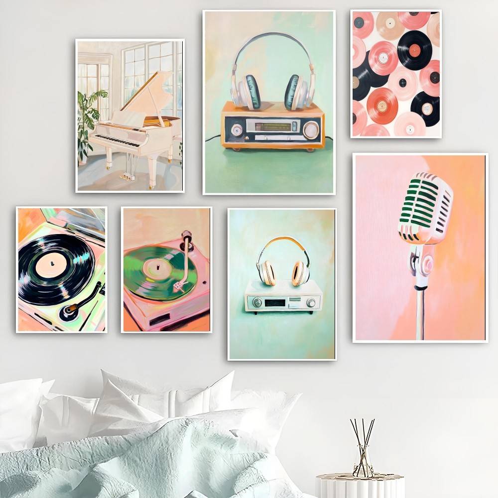 Vintage'owy plakat audio z pap – Audio Music Wallpaper recenzja i cena