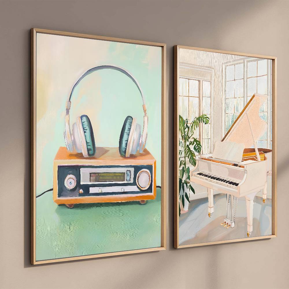 Vintage'owy plakat audio z pap – Audio Music Wallpaper recenzja i cena